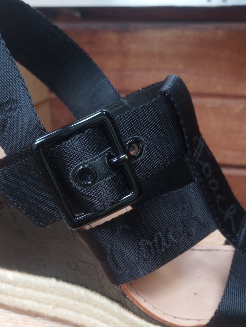 Coach Black Espadrille Wedge Sandals with Buckle Strap - Picture 3 of 8